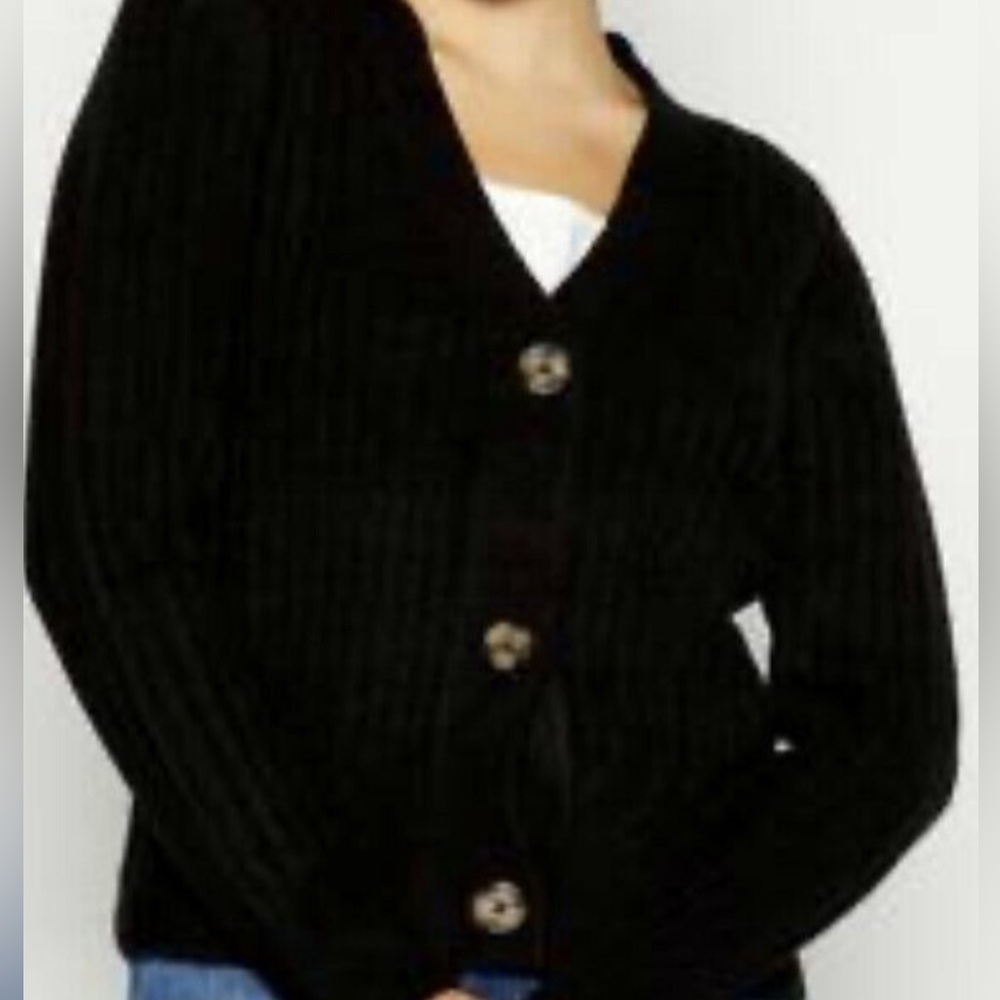 black button v-neck sweater